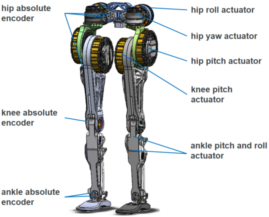GR-1 机器人下肢手示意图